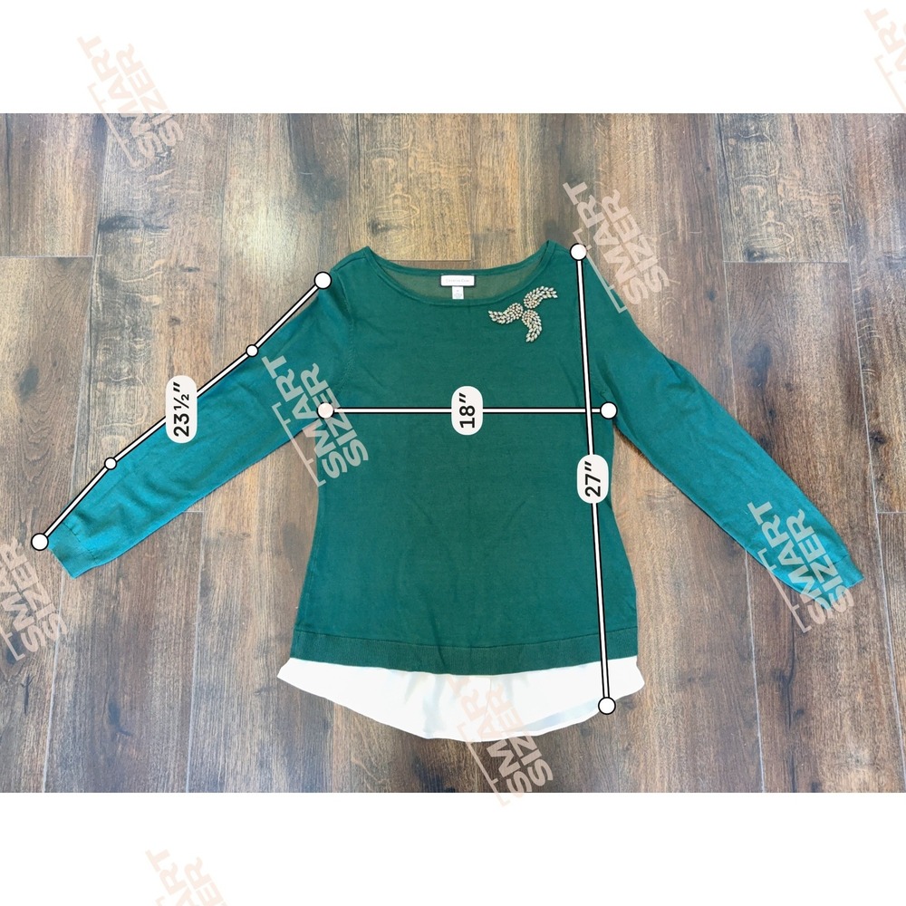 Charter Club Green Layered Look Sweater Rhinestone Embellished Womens Medium EUC - Picture 9 of 9